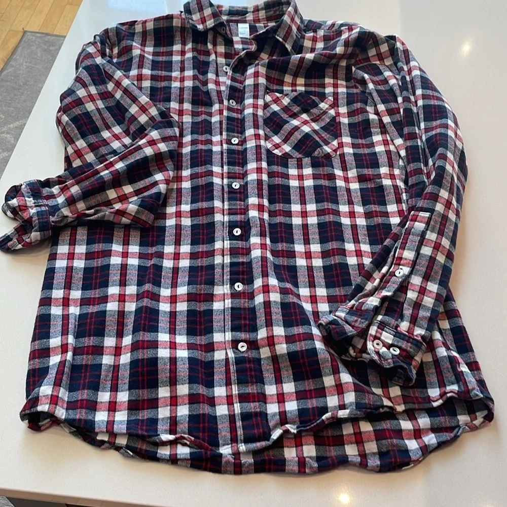 American Apparel MidWeight Flannel Button Down Shirt, Size L